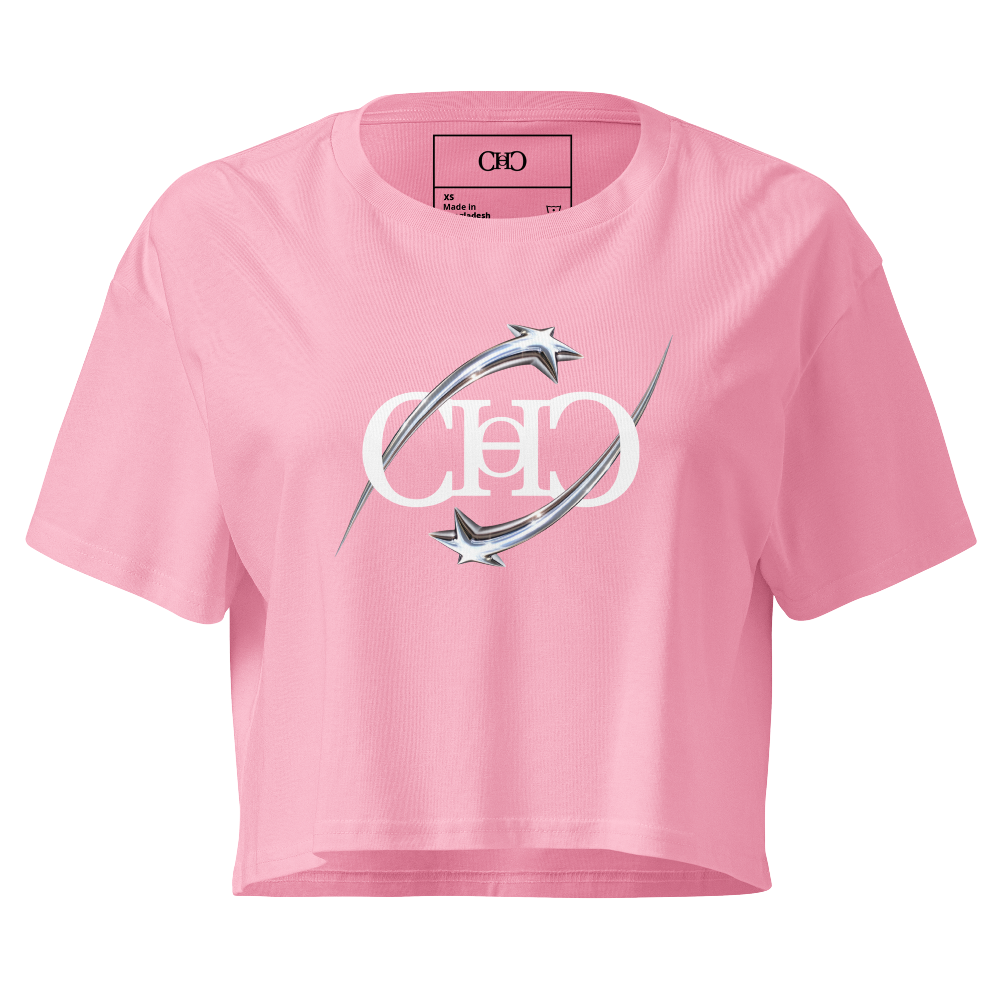 Stars Crop — Baby Pink front